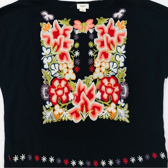 Anthropologie Tiny Womens Embroidered Floral Blouse Black Size XS - Picture 4 of 7